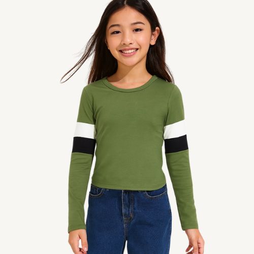 Blusa Infantil Feminina Manga Longa De Viscose Com Detalhe