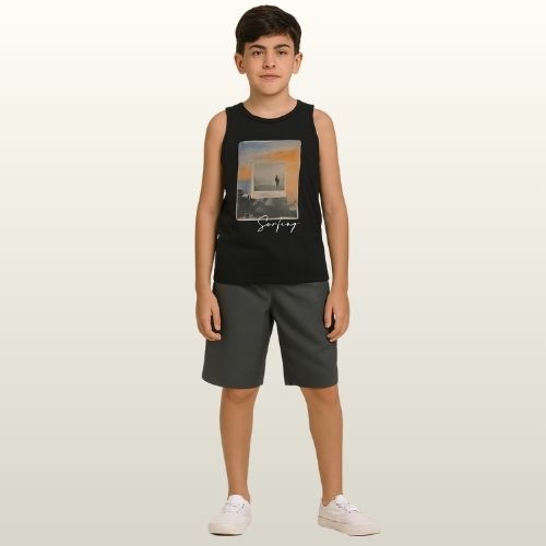 Conjunto Infantil Menino Verão Regata e Bermuda 2 peças - Rei Rex