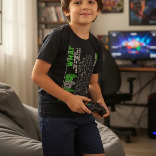 Conjunto Menino 2pçs Curto Infantil Game Rei Rex