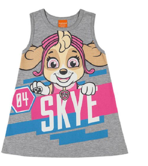Vestido Infantil  Verão com Estampa Frontal Skye Patrulha Canina