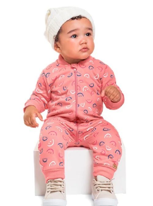 Macacão em Moletom Estampado Bebê Menina  Kely Kety