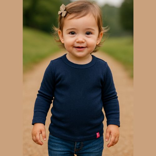 Blusa Infantil Manga Longa Canelada Kely & Kety