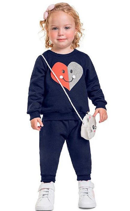 Conjunto  Bebê  Moletom Peluciado Coração Menina Kely & Kety