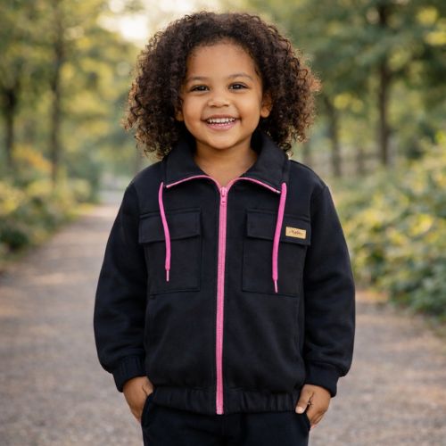 Jaqueta Moletom Infantil Menina Kely & Kety Com Bolso