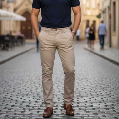 Calça Masculina Slim em Sarja com  Elastano Malwee