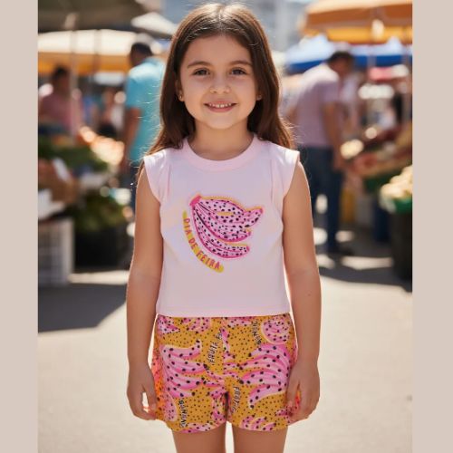 Conjunto Feminino Verão Bananas Kely Kety Shorts Soltinho