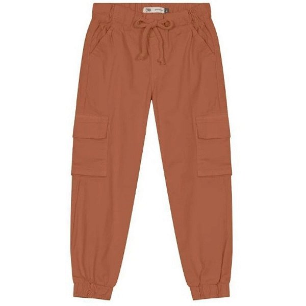 Calça Jogger Sarja Bolsos Laterais Menino Carinhoso