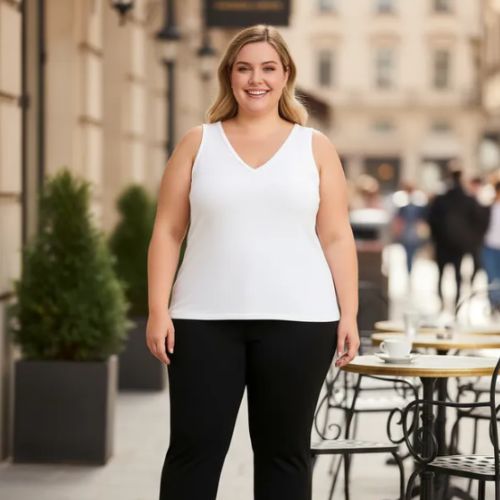 Blusa Regata Feminina Básica Curves Cereja Rosa