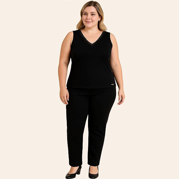 Blusa Regata Feminina Básica Cereja Rosa Curves