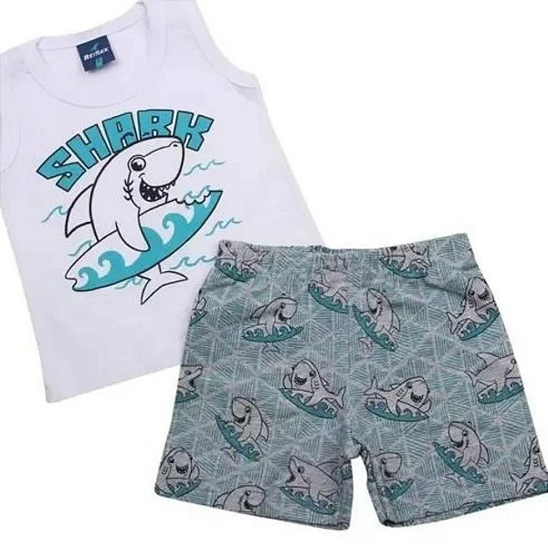 Conjunto Bebê Tubarão Regata e Bermuda Romitex