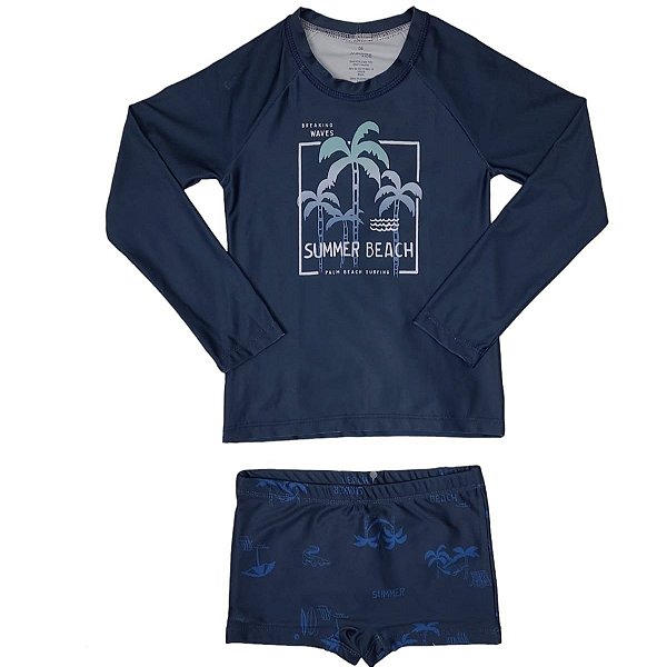 Conjunto Praia Blusa e Sunga Dupla Proteção UV  Malwee Kids