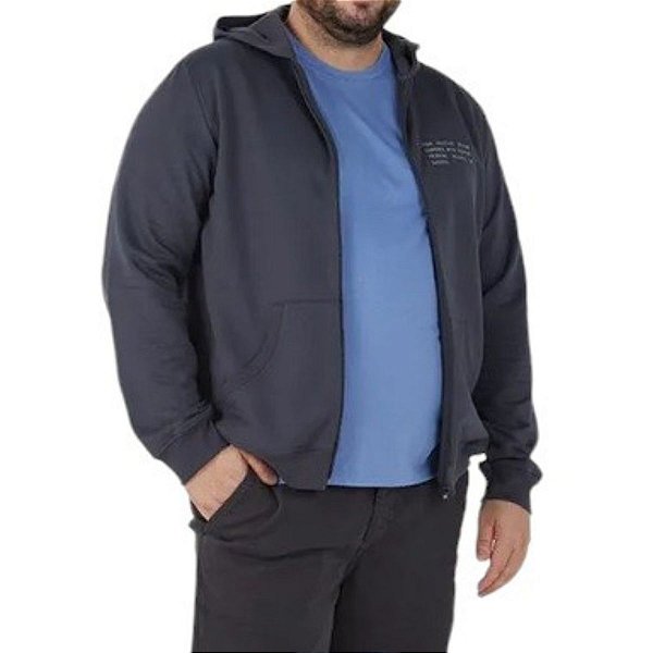 Jaqueta Masculina Moletom Flanelado  Plus Size com Capuz- Malwee