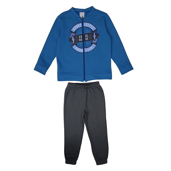 Conjunto Moletom Flanelado Malwee Kids Skate  Menino