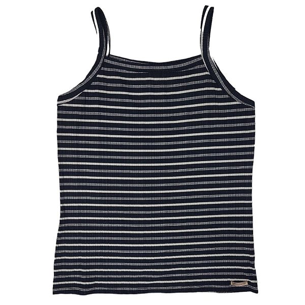Blusa Regata em Viscose  Feminina Listrada Cereja Rosa