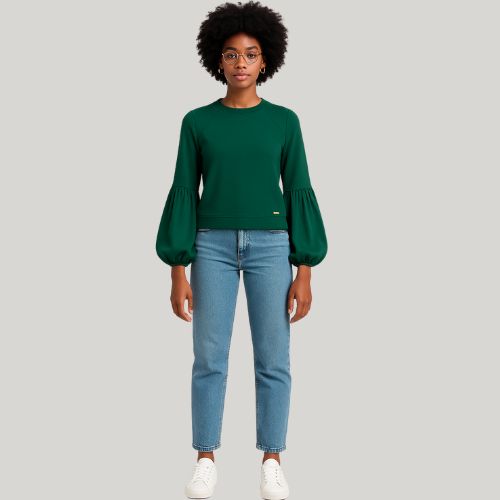 Blusa Manga Longa Balão - Cereja Rosa