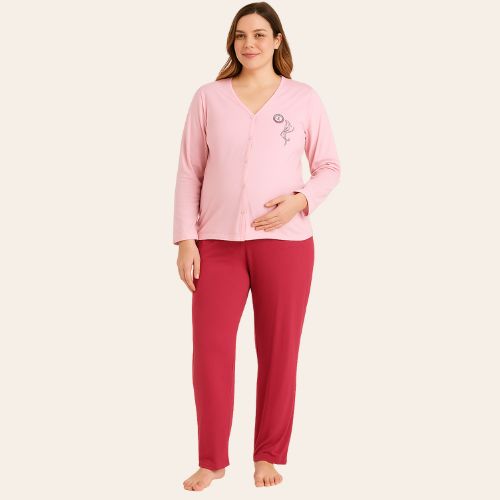 Pijama Feminino Para  Amamentação e Gestante Izitex
