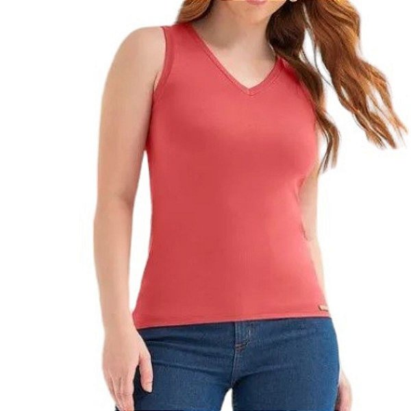 Regata Feminina Básica em  Viscose Cereja Rosa
