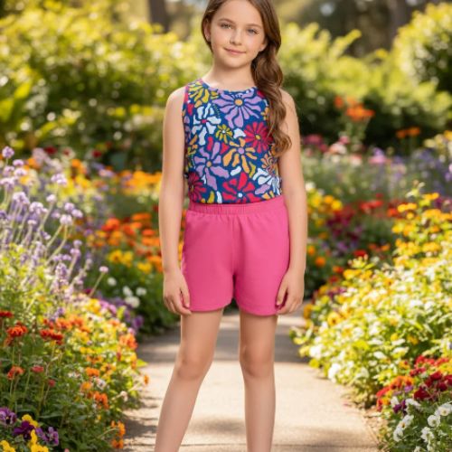 Conjunto Infantil Floral Curto Menina Kely & Kety