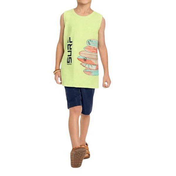 Conjunto Curto Menino Surf  Regata e  Shorts - Rei Rex