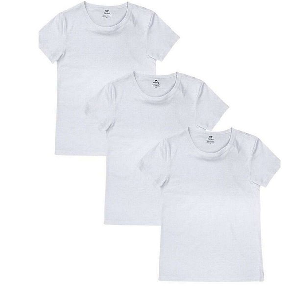 Kit com 03 Camisetas Feminina  Brancas Slim - Hering