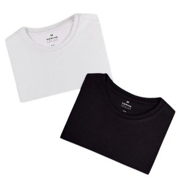Kit Com 2 Camisetas Slim Feminina  Branca e Preta - Hering