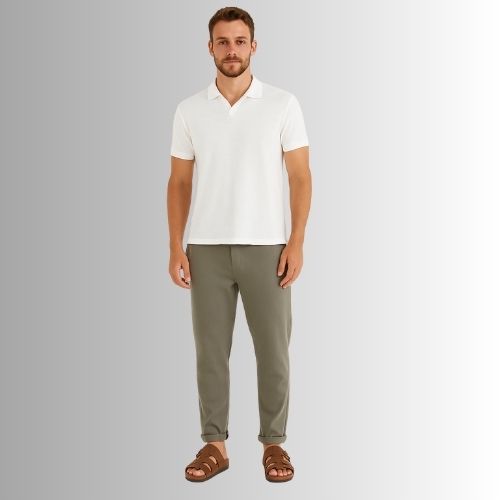 Camisa Polo Off white  Masculina Manga Curta Hering