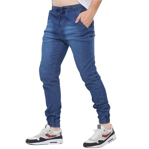 Calça Jeans Masculina Jogger com Punho Elástico - Enfim