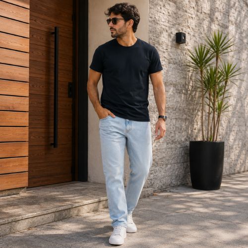 Calça Jeans Reta Estonada- Azul Claro- Enfim