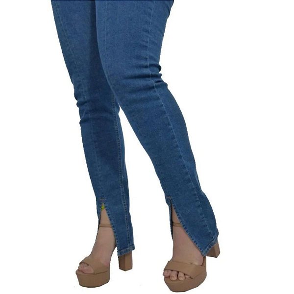 Calça Jeans Skinny Feminina Fenda Frontal - Azul- Malwee