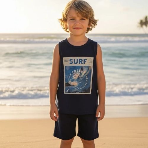 Conjunto Infantil Surf Regata/Bermuda- Rei Rex