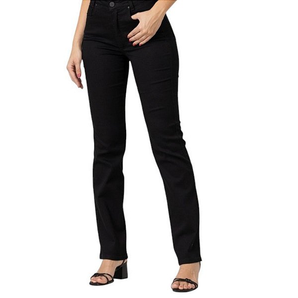 Calça Reta Preta Feminina Cintura Alta  Zoomp