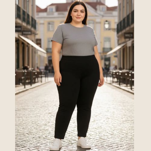 Calça Moletom Montaria Compact Plus Size Feminina com Cintura Alta Cativa