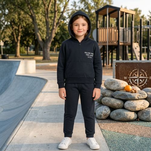Conjunto Feminino Infantil com Capuz e Zíper Kely & Kety