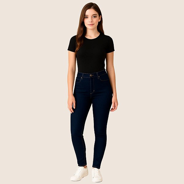 Calça Jeans Feminina Skinny com Bolsos Cintura Média- Malwee