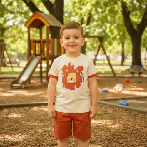 Conjunto Infantil Leão Estampa Divertida + Shorts Malwee Kids