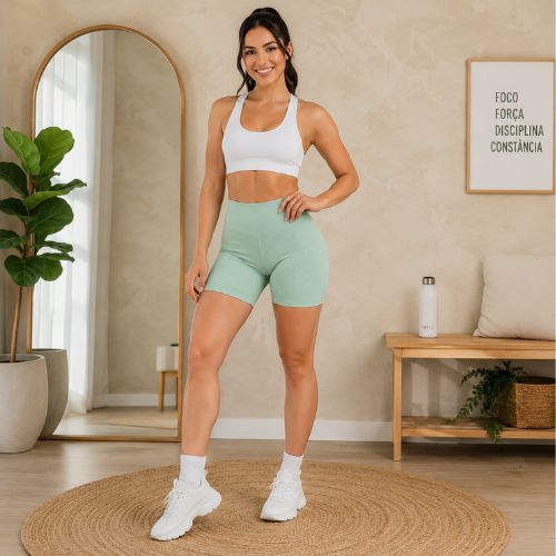 Shorts Selene Feminino Basico Sem Costura Canelado Fitness