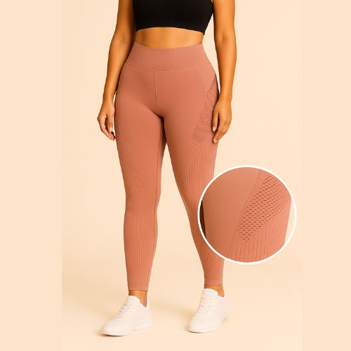 Calça Legging Selene Feminina Cós Alto Confortável Marrom