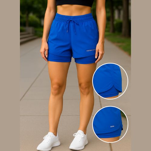 Shorts  Duplo Feminino Treino  Enfim Active Azul