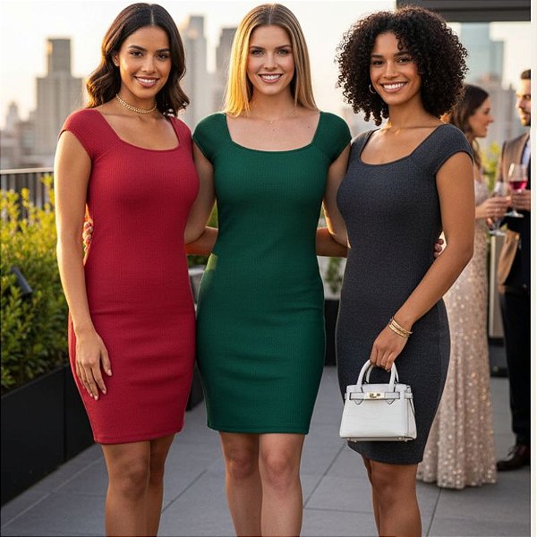 Vestido Curto Cativa em Malha Canelada