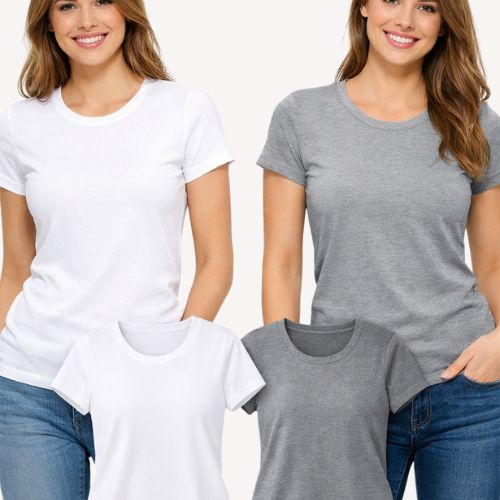 Kit Com 2 Camisetas Slim Feminina Branca e Cinza - Hering