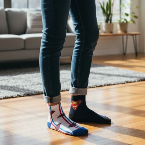 Kit 2 Pares de Meias 23/27 Kids Cano Curto Super Homem