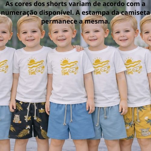 Conjunto Infantil Menino Camiseta Fun Time e Shorts Texturizado Sem Bolsos 4YOU- Cativa