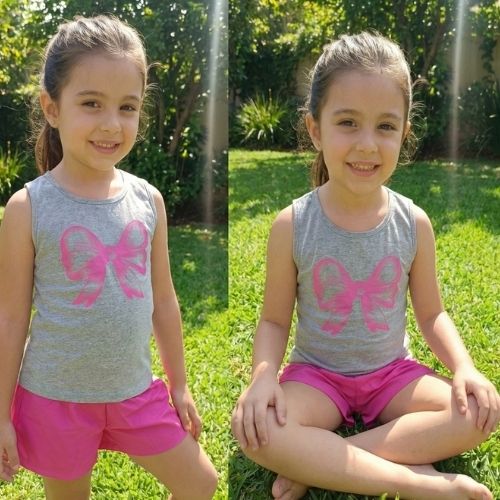 Conjunto Infantil Menina Regata com Laço e Shorts em Tactel 4YOU- Cativa