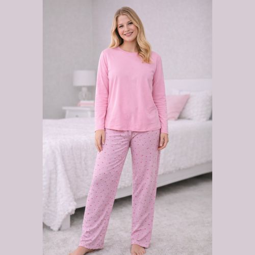 Pijama Feminino Manga Longa Rosa Malwee