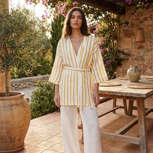 Kimono Feminino Listrado Manga 7/8 Hering