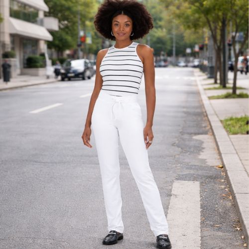 Calça Básica Feminina Reta Em Moletom Stretch Flanelado Malwee