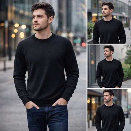 Suéter Masculino Preto Gola Redonda - Enfim Malwee