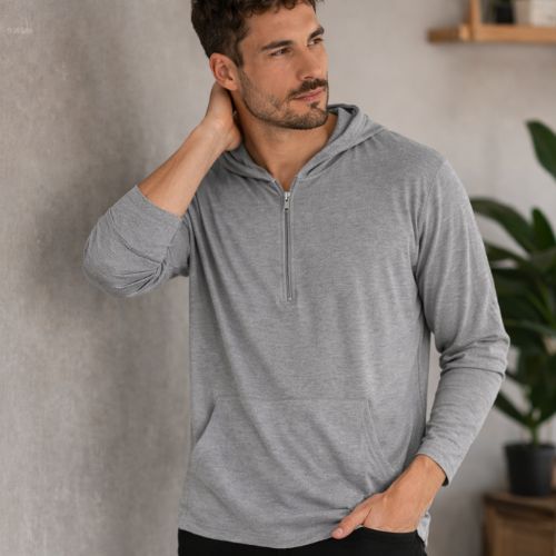 Blusa Masculina em Viscose com Capuz Bolso Canguru Manga Longa Casual Malwee