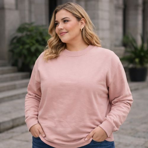 Blusão de Moletom Feminino Plus Size Manga Longa Gola Redonda Malwee