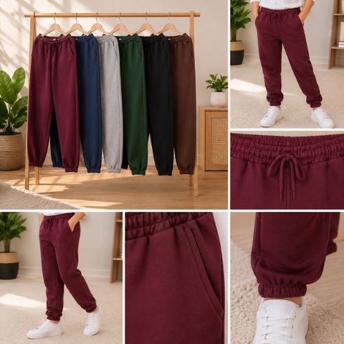 Calça Jogger Unissex Moletom Flanelada Grossa Inverno com Punho e Bolsos- Tardani